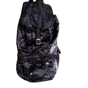 Victoria Secrets Pink black sequined backpack
